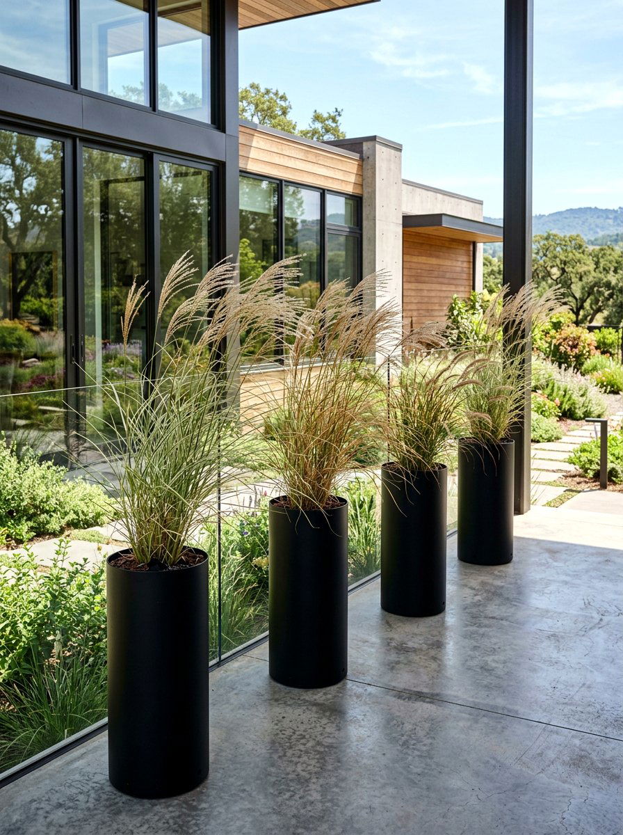 Ornamental grass planters - 30 porch container garden ideas