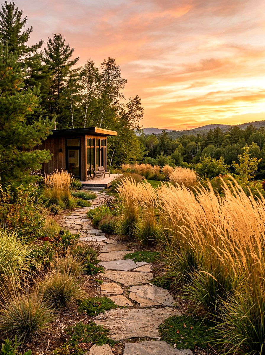 Ornamental grass - 30 cabin backyard landscaping ideas