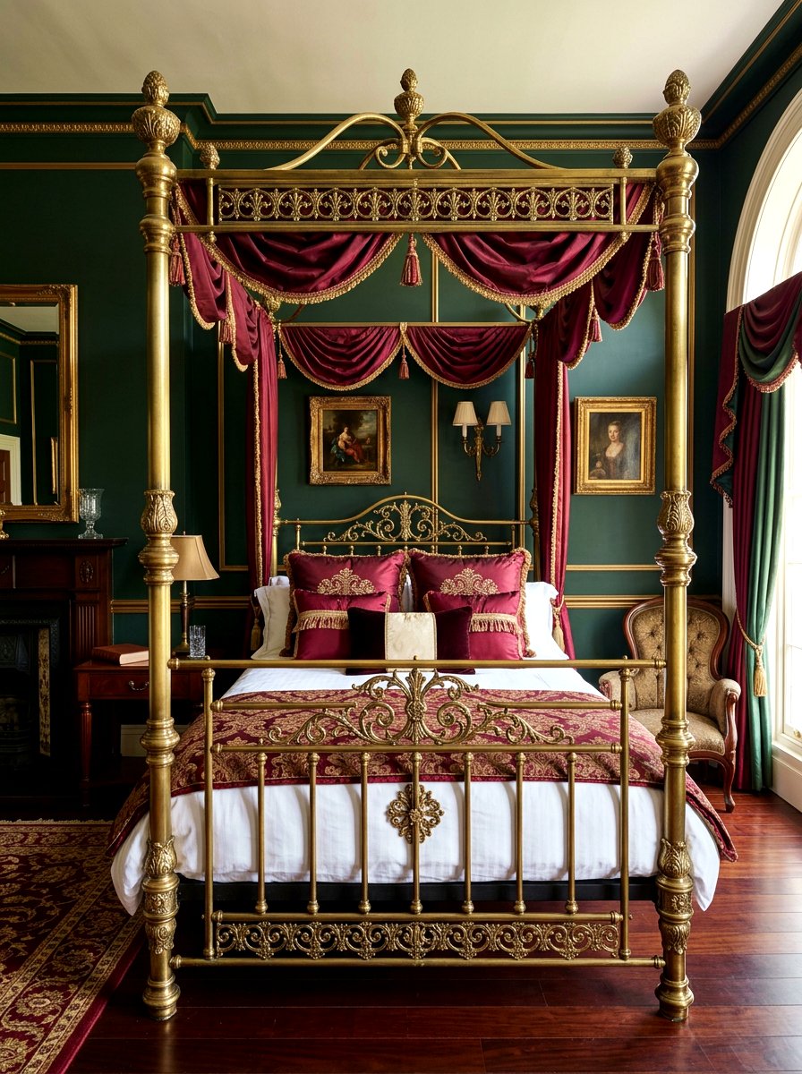 Ornate Brass Canopy Bed - 30 statement canopy bed bedroom ideas