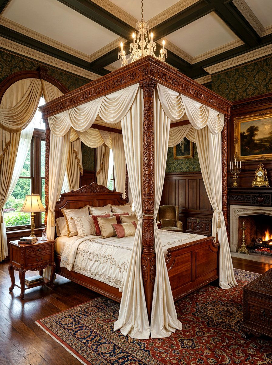 Ornate Carved Wood Canopy Bed - 30 canopy bed ideas