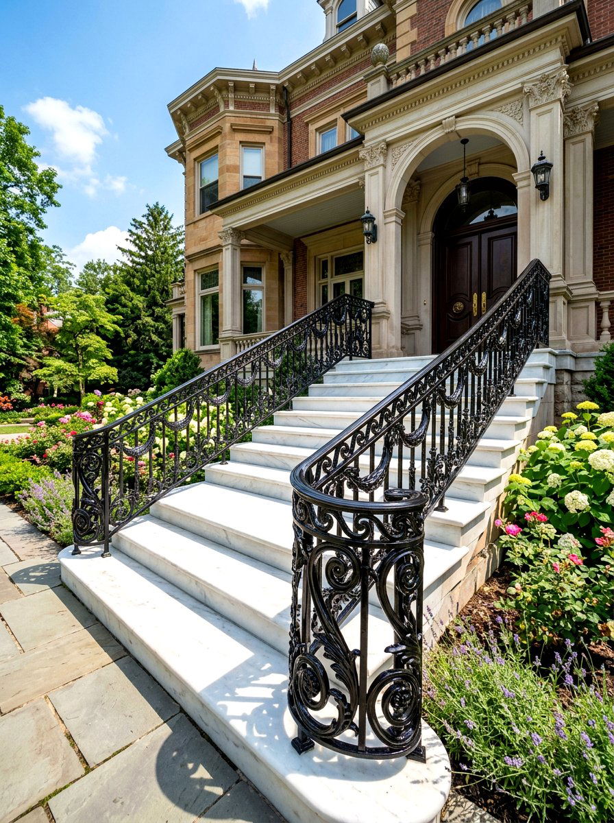 Ornate Cast Aluminum Railing - 30 front porch railing ideas