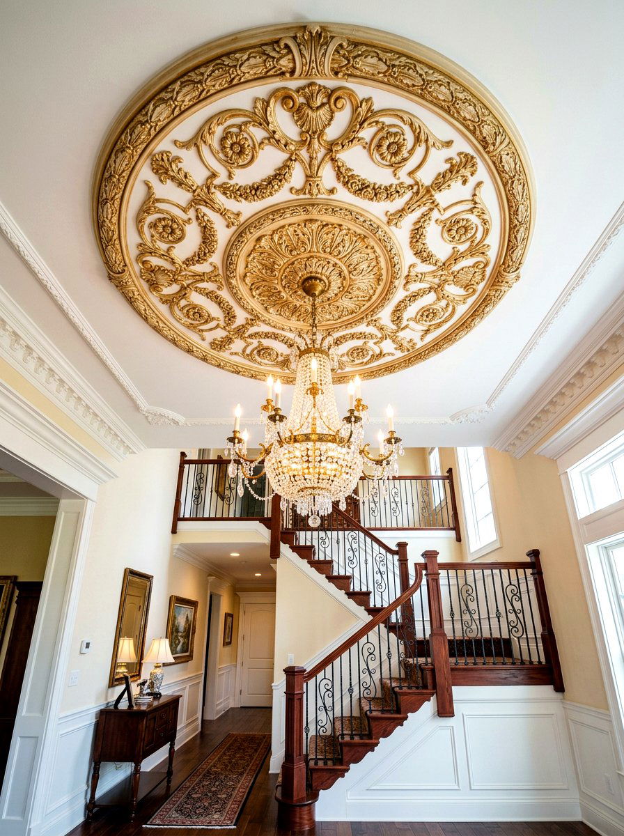 Ornate Ceiling Medallion - 30 old world entryway ideas