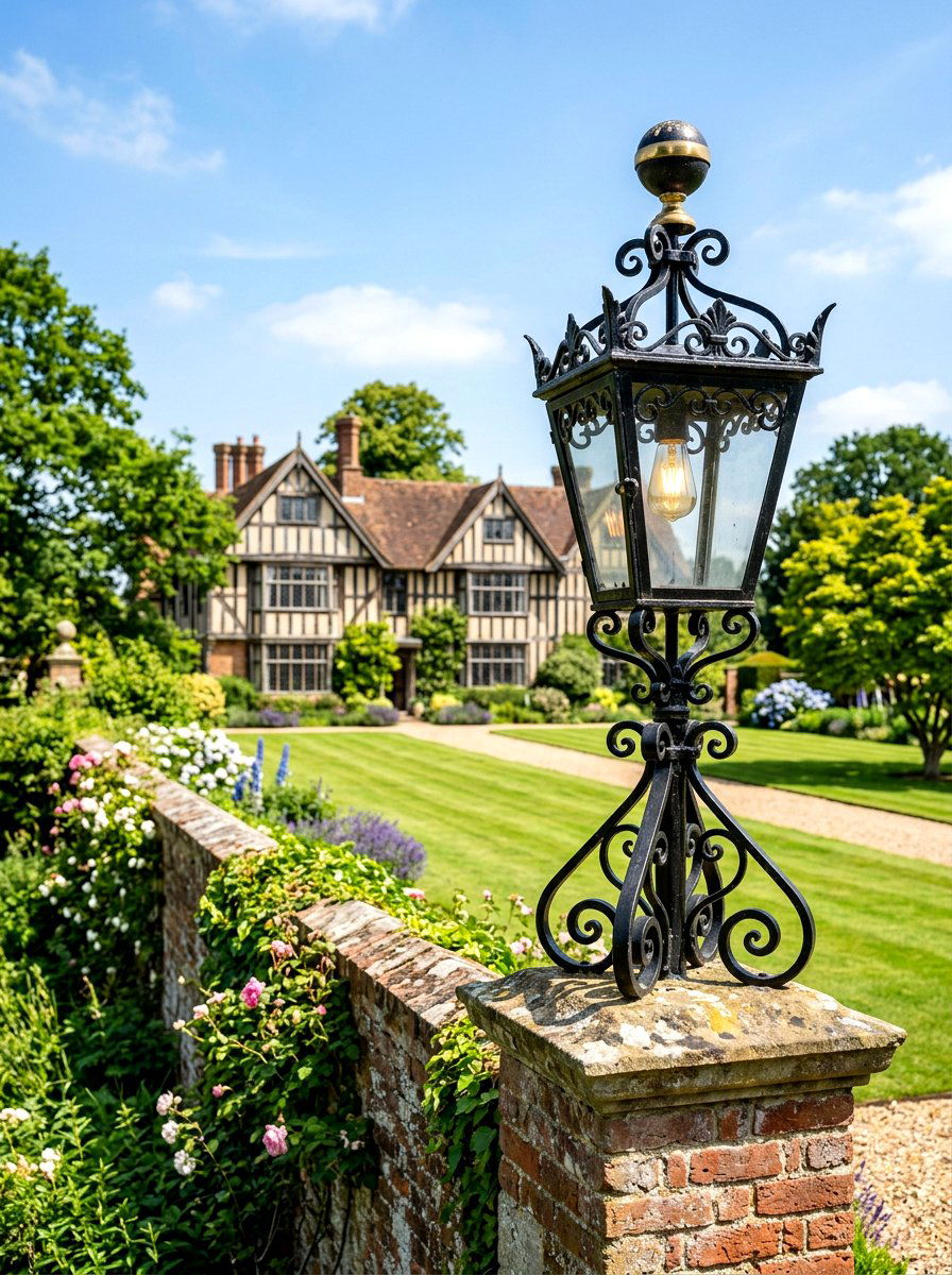 Ornate Finial Post Light - 30 Tudor exterior lighting ideas