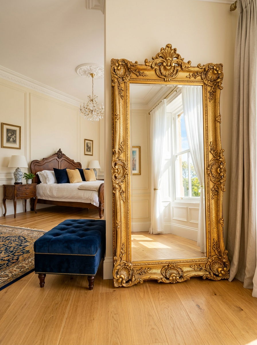 Ornate Gilded Mirror Bedroom - 30 heirloom bedroom decor ideas