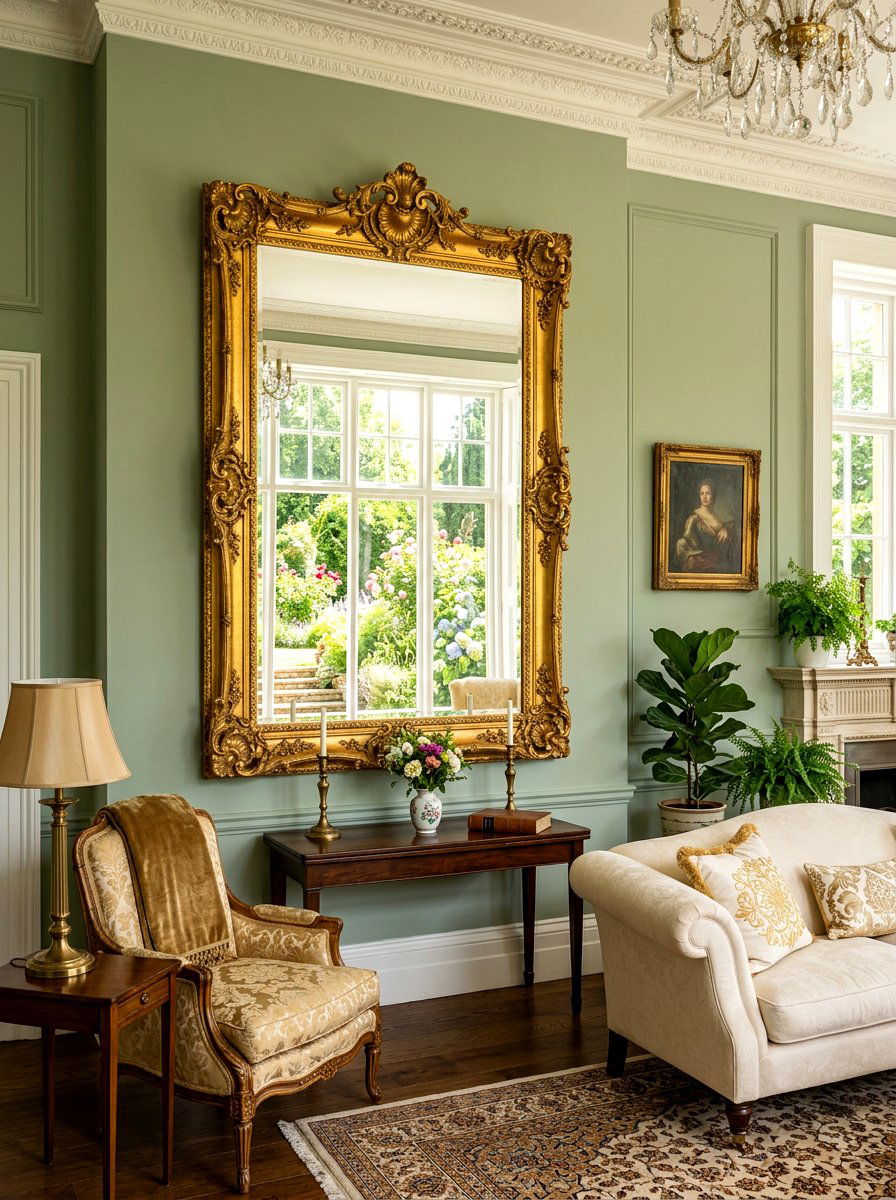 Ornate Gilded Mirror - 30 English manor living room ideas