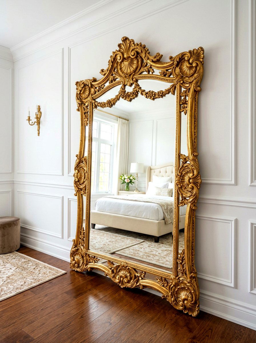 Ornate Gold Mirror - 30 Parisian bedroom ideas