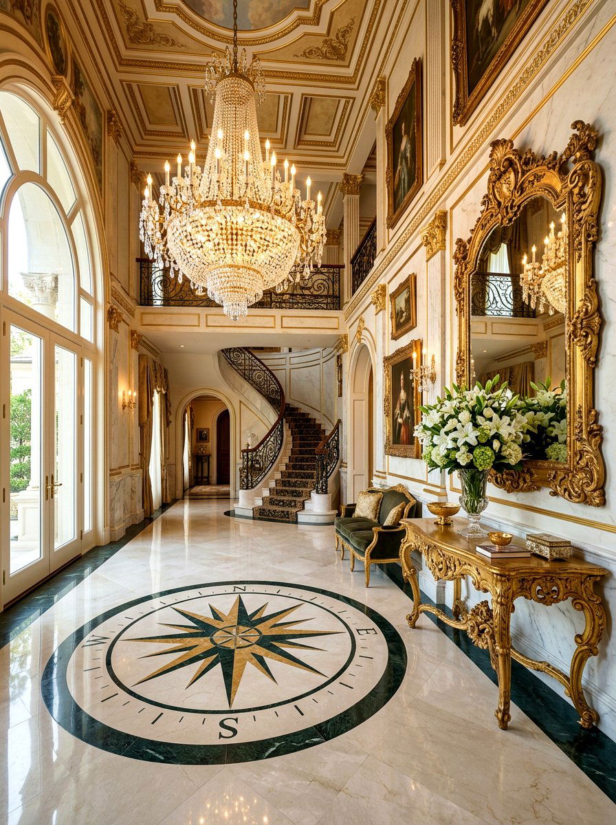 Ornate Gold Mirror - 30 foyer mirror wall ideas