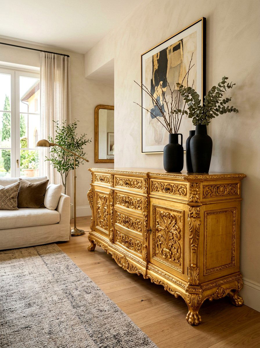 Ornate Italian gold leaf sideboard - 30 antique sideboard ideas