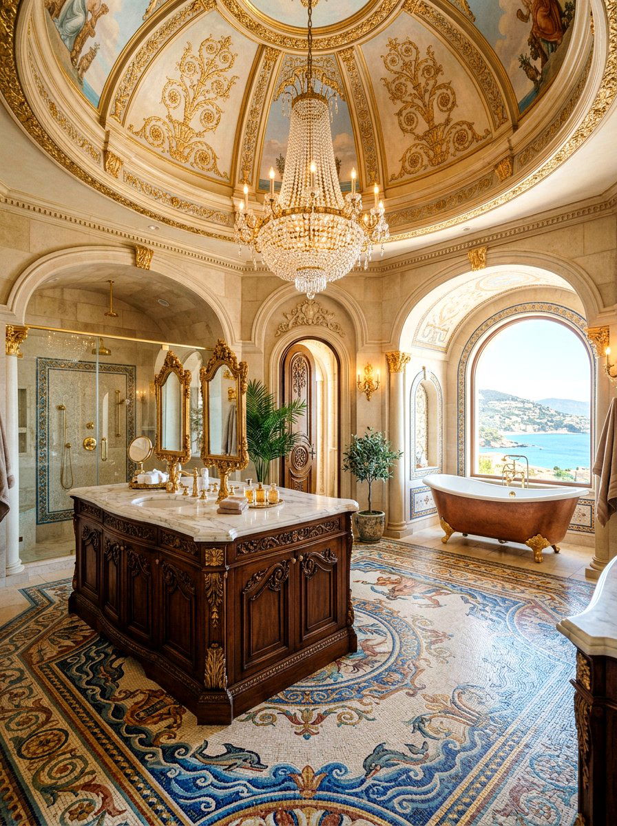 Ornate Mediterranean Luxury Bathroom - 30 Mediterranean bathroom ideas