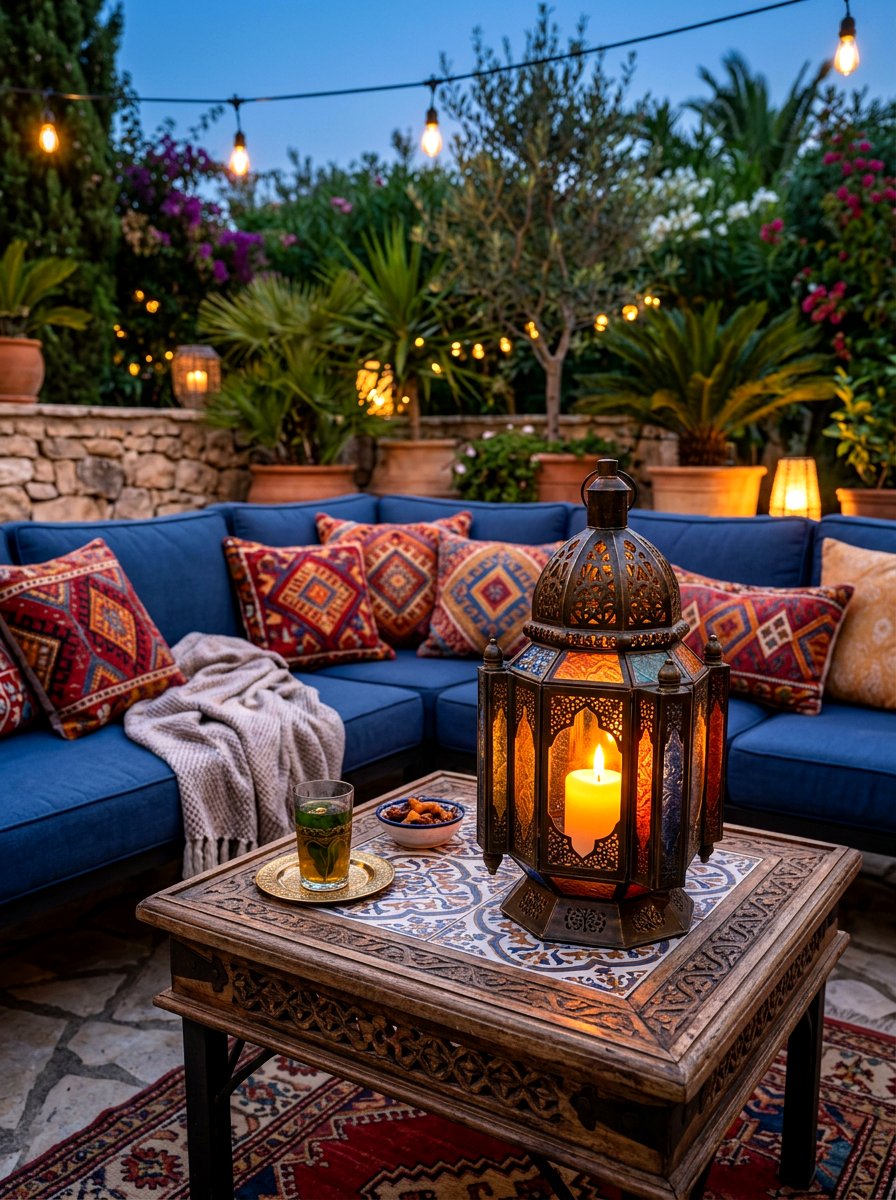 Ornate Metal Candle Lantern - 30 moody outdoor lighting ideas