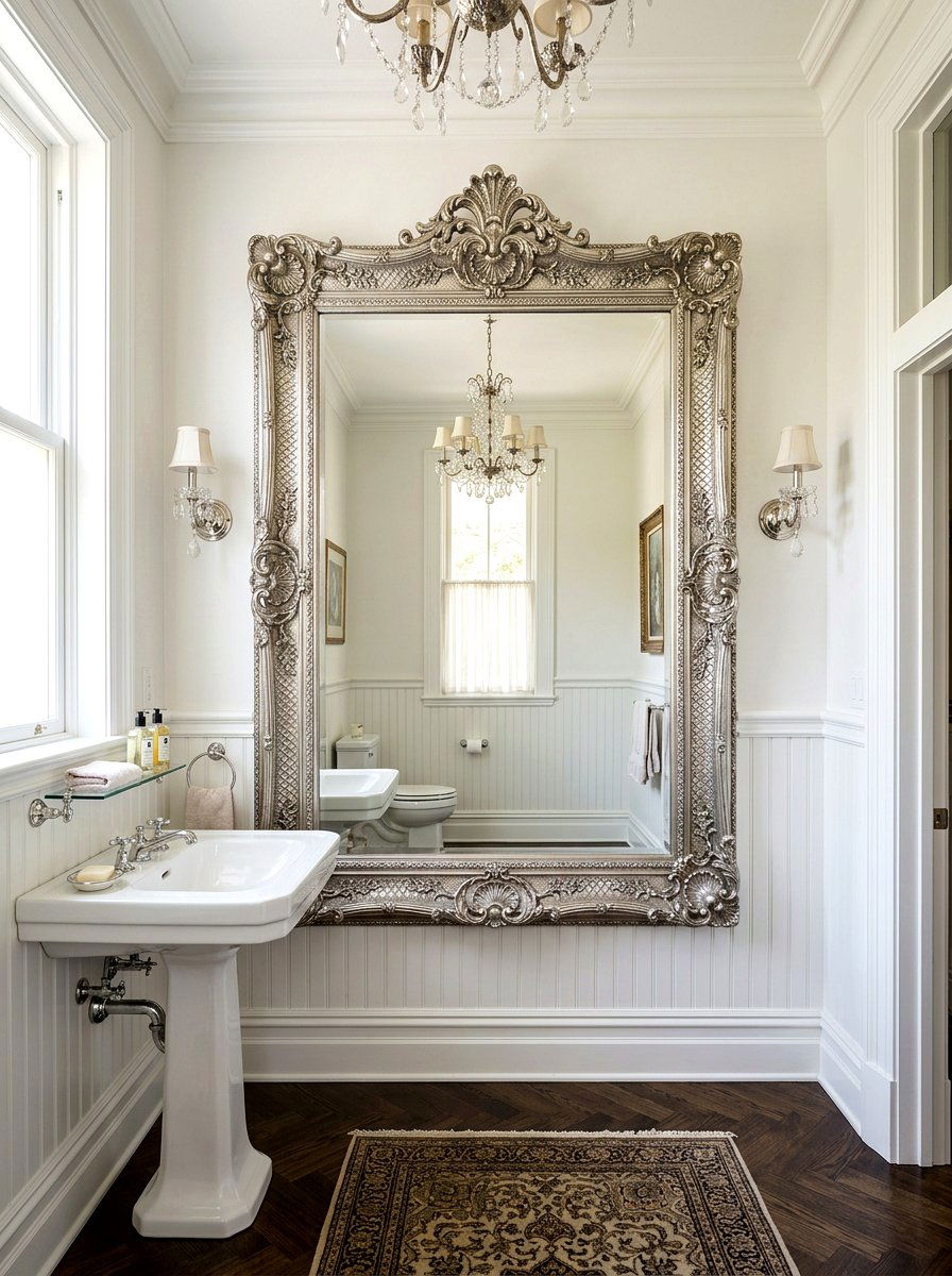 Ornate Mirror Wall - 30 mirror wall bathroom ideas