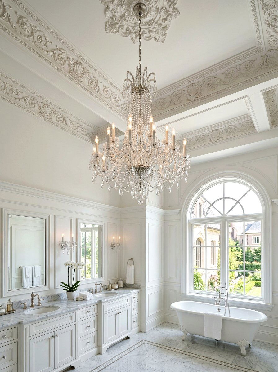 Ornate Plaster Crown Molding Detail - 30 French country bathroom ideas