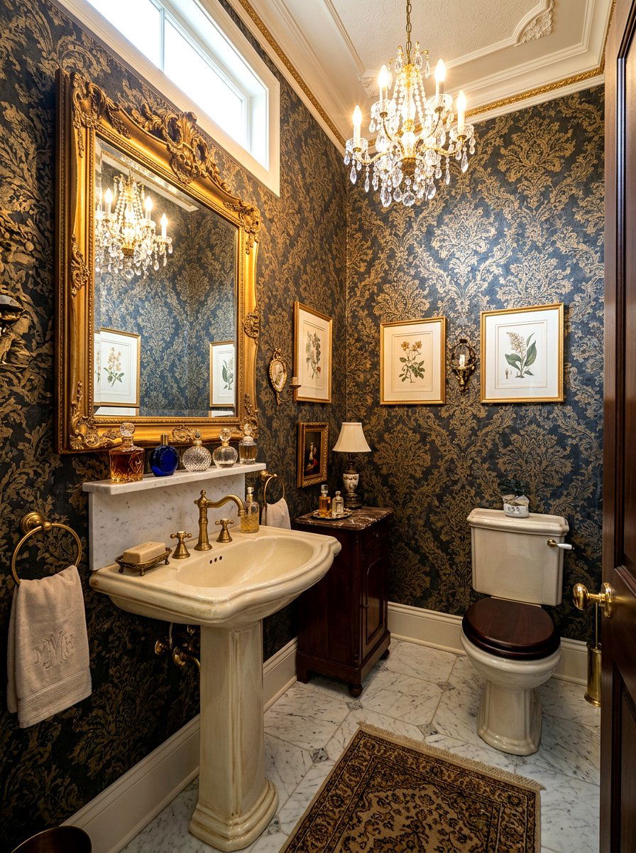 Ornate Powder Room - 30 dark academia room ideas