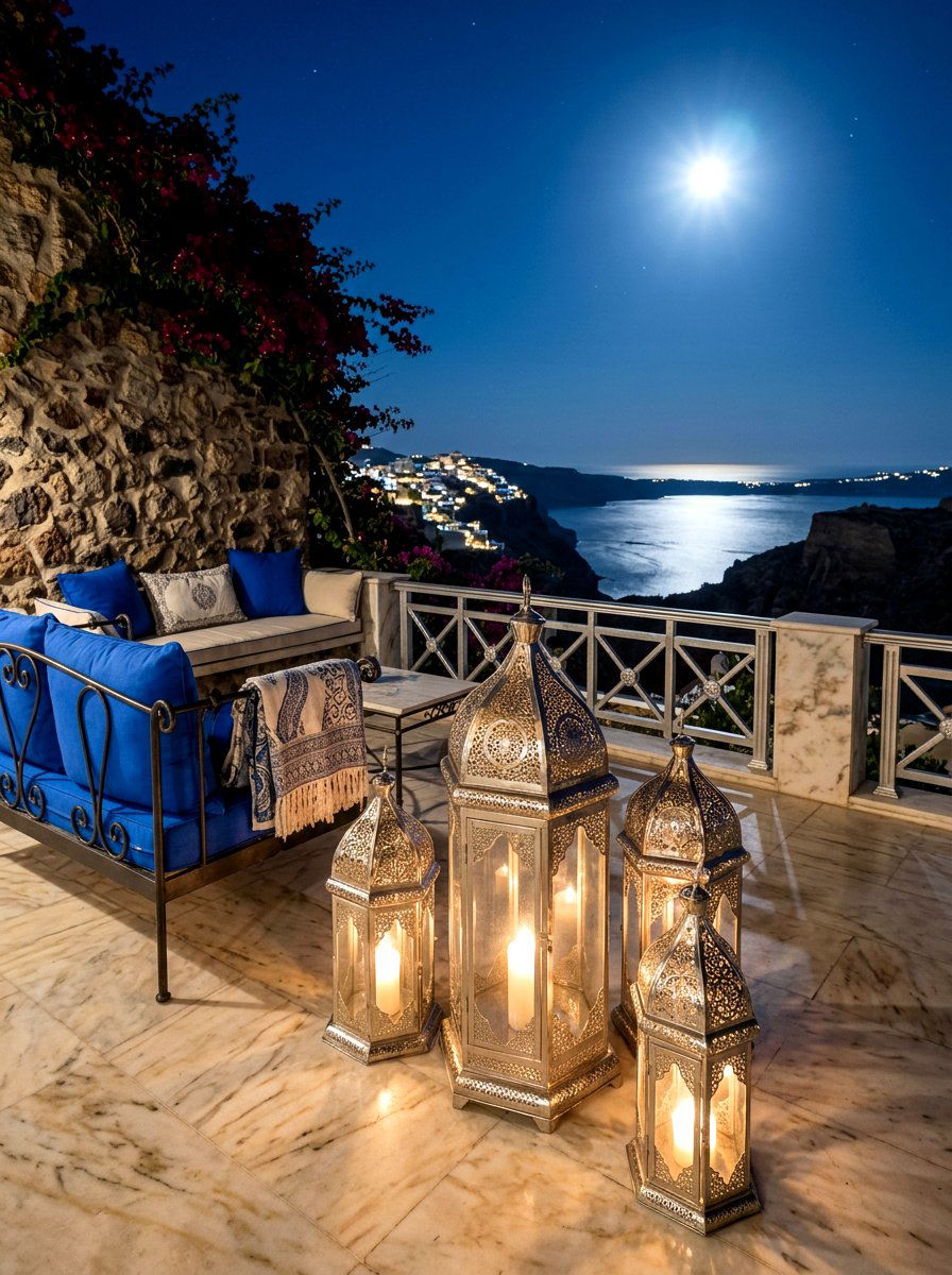 Ornate Silver Terrace Lanterns - 30 outdoor candle lantern ideas