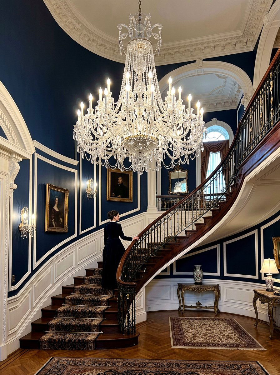 Ornate Victorian Glass Chandelier - 30 stairway chandelier ideas