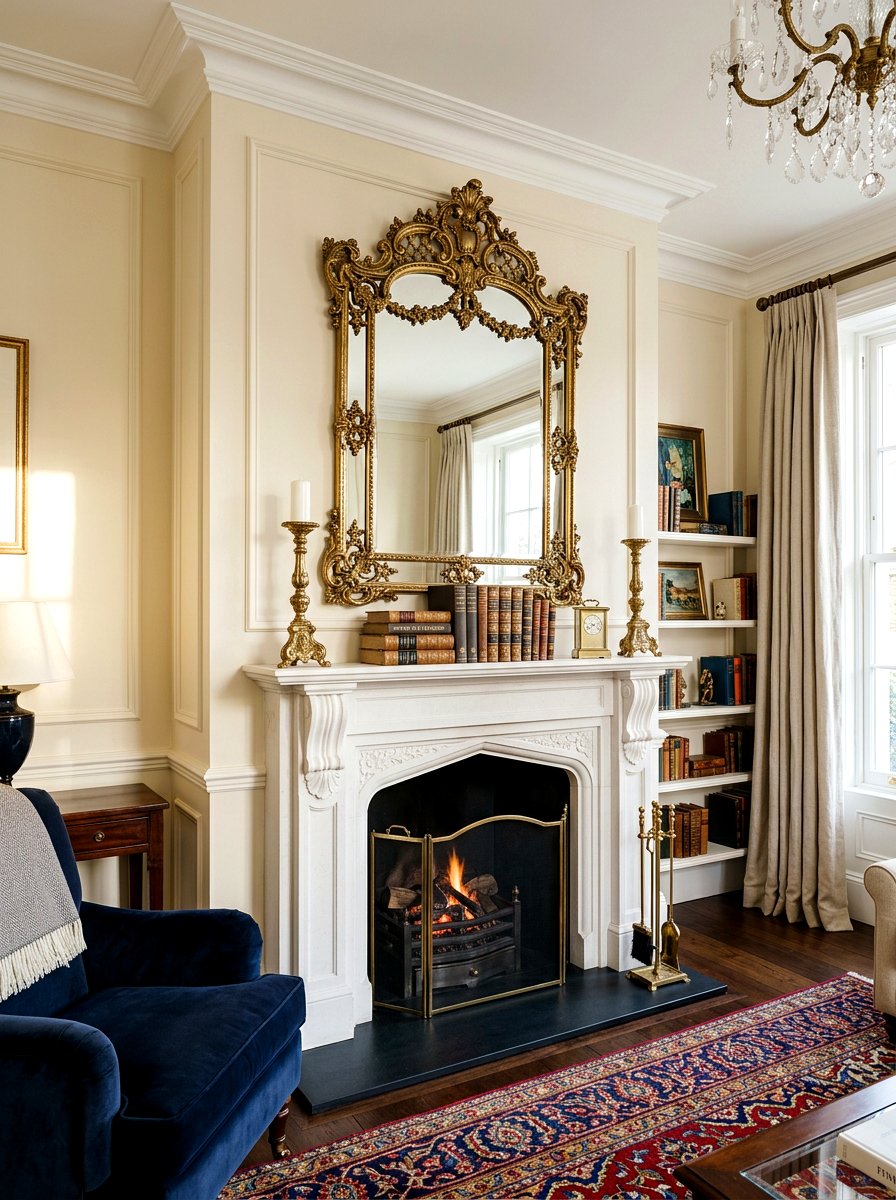 Ornate brass mantel mirror - 30 antique brass mirror decor ideas