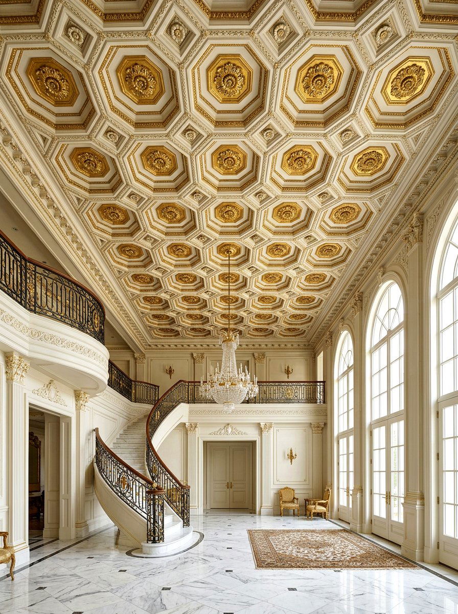 Ornate coffered ceiling grand hall - 30 coffered ceiling ideas