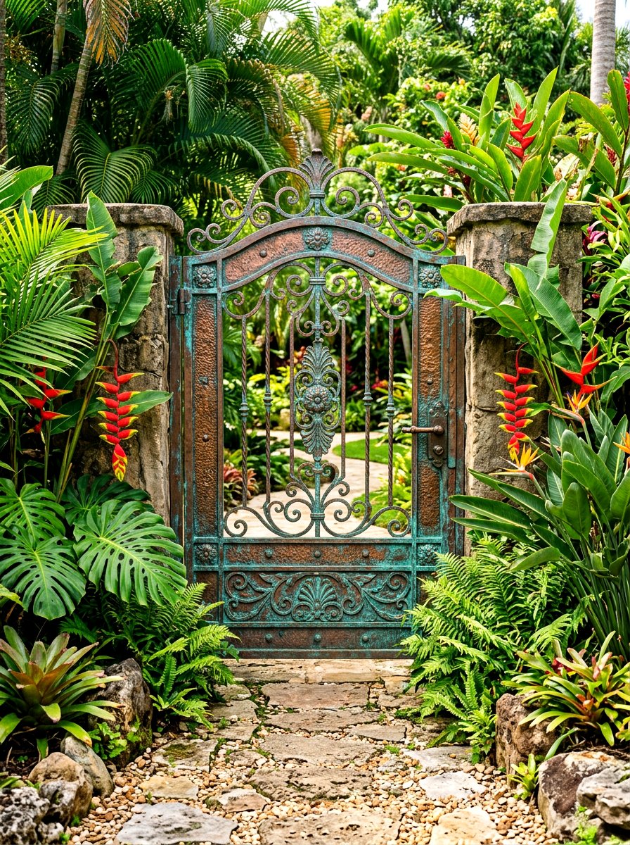 Ornate copper gate - 30 antique garden gate ideas