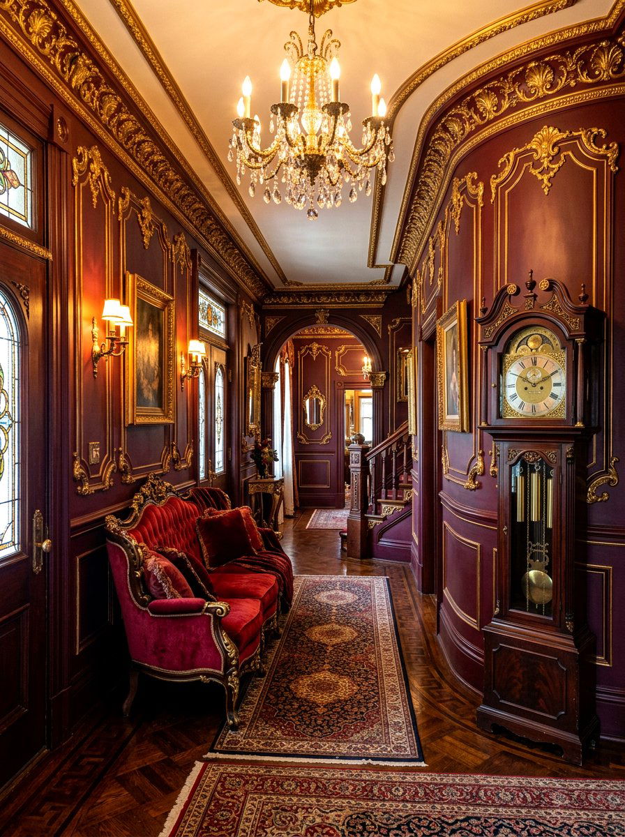 Ornate victorian scroll molding - 30 foyer wall molding ideas