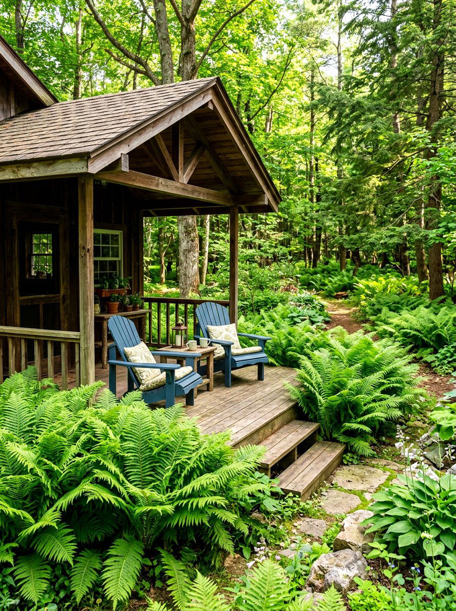 Ostrich Fern Garden Border - 30 porch ferns ideas