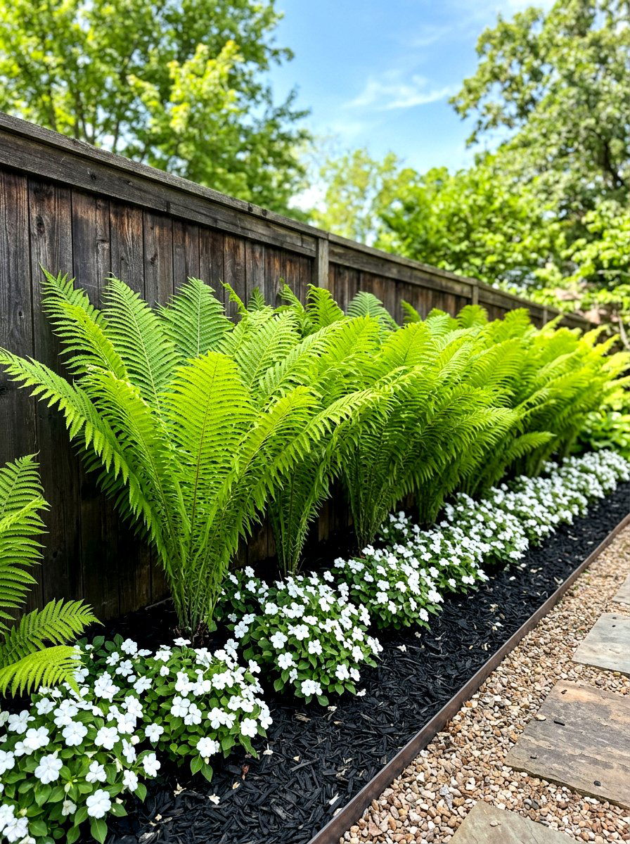 Ostrich Fern Garden Edge - 30 woodland fern border ideas