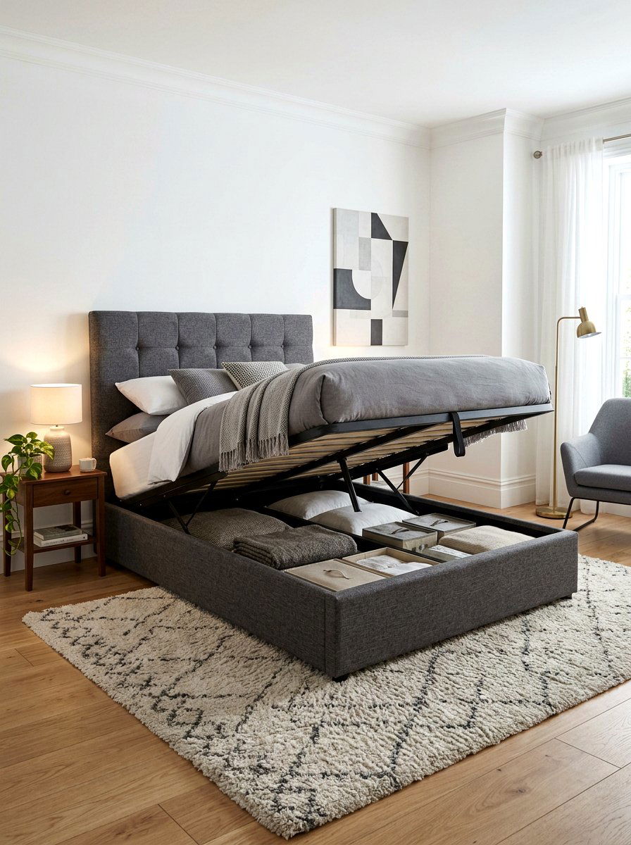 Ottoman Bed Frame - 30 bedroom storage ideas