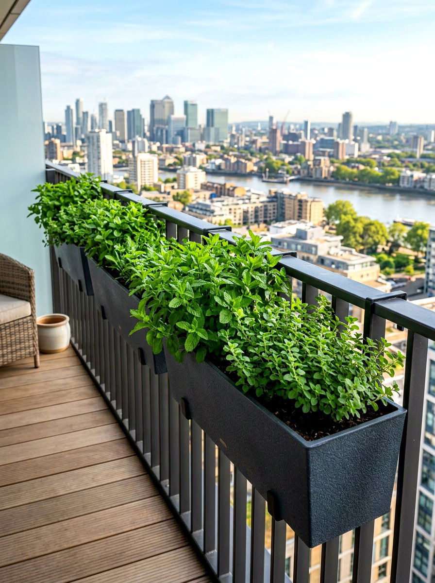Outdoor Balcony Railing Planter - 30 hanging herb garden ideas