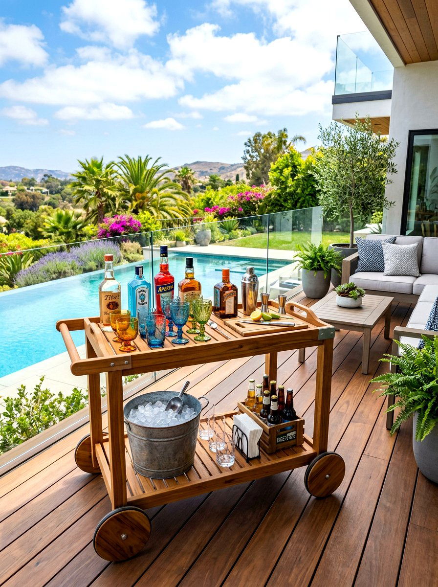 Outdoor Bar Cart - 30 backyard hosting aesthetic ideas