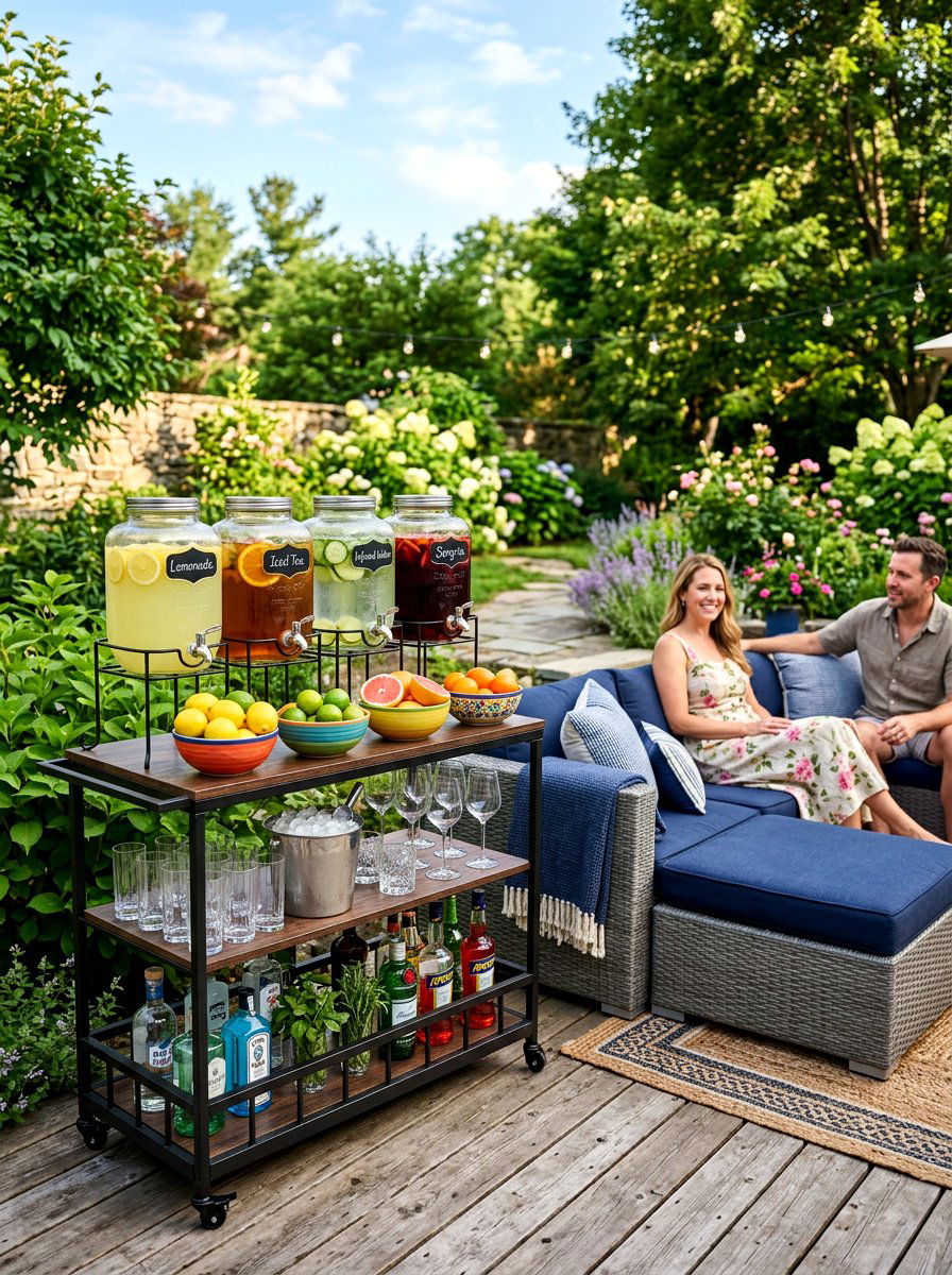 Outdoor Bar Cart Station - 30 summer entertaining patio ideas