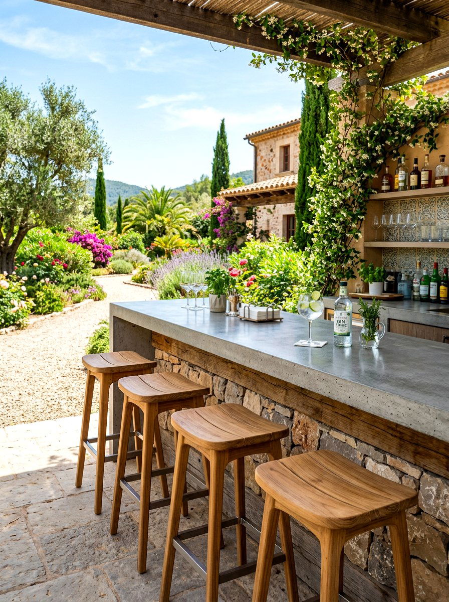 Outdoor Bar Counter Stools - 30 private backyard oasis ideas