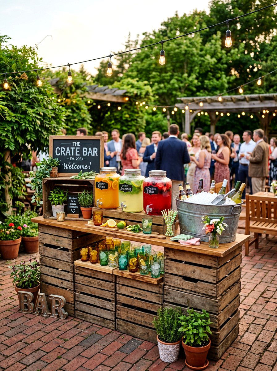 Outdoor Bar Crate Setup - 30 garden crate storage ideas
