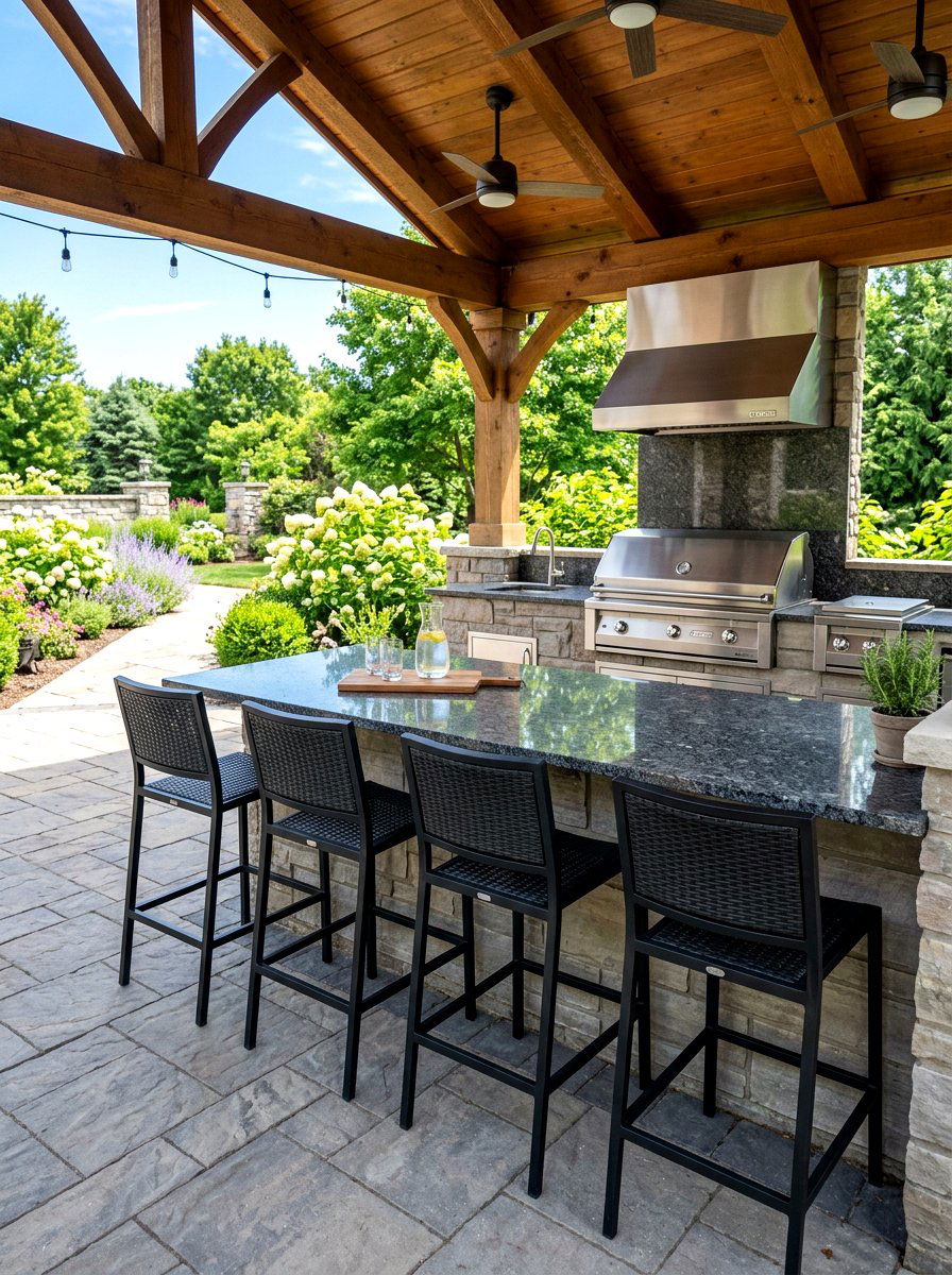 Outdoor Bar Stools - 30 pavilion seating arrangement ideas
