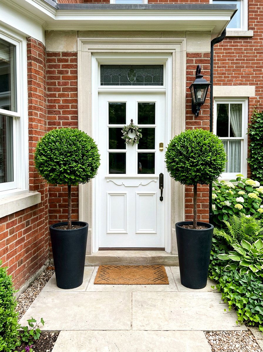 Outdoor Boxwood Topiary - 30 front stoop styling ideas