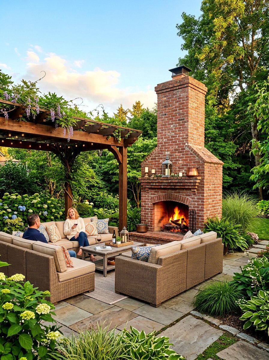 Outdoor Brick Fireplace - 30 brick fireplace ideas