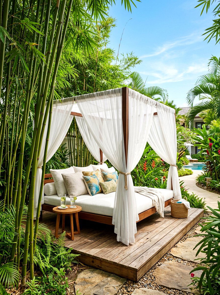 Outdoor Canopy Daybed - 30 secret garden seating ideas