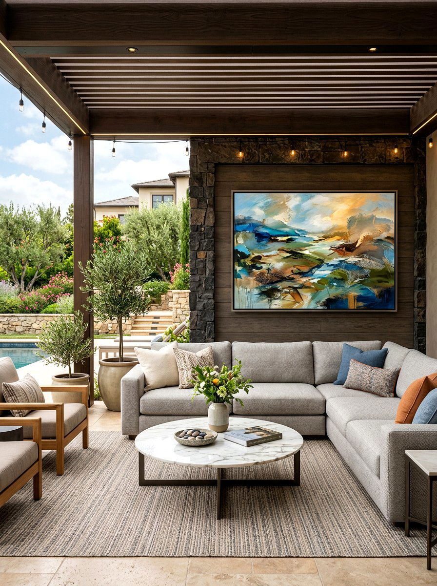 Outdoor Canvas Painting - 30 patio wall decor ideas