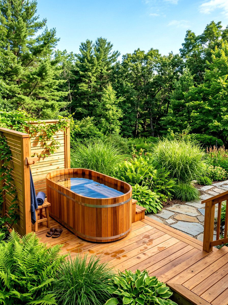Outdoor Cedar Cold Plunge - 30 ice bath room ideas