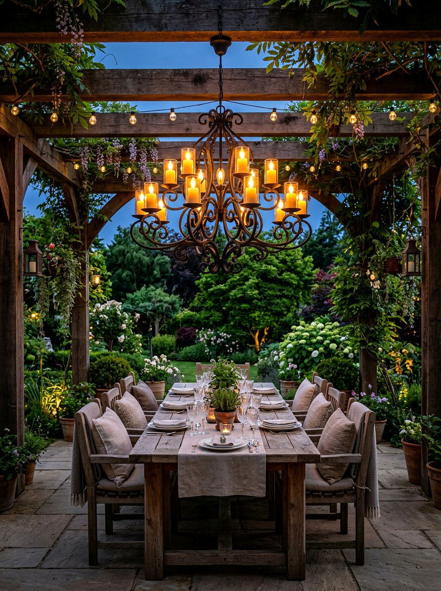 Outdoor Chandelier Lighting - 30 Tuscan patio ideas