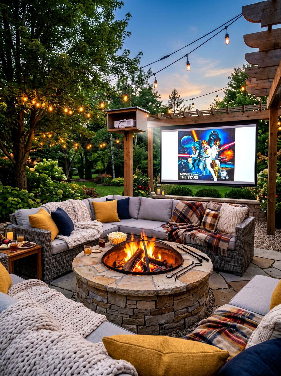 Outdoor Cinema Fire Pit - 30 fire pit corner ideas