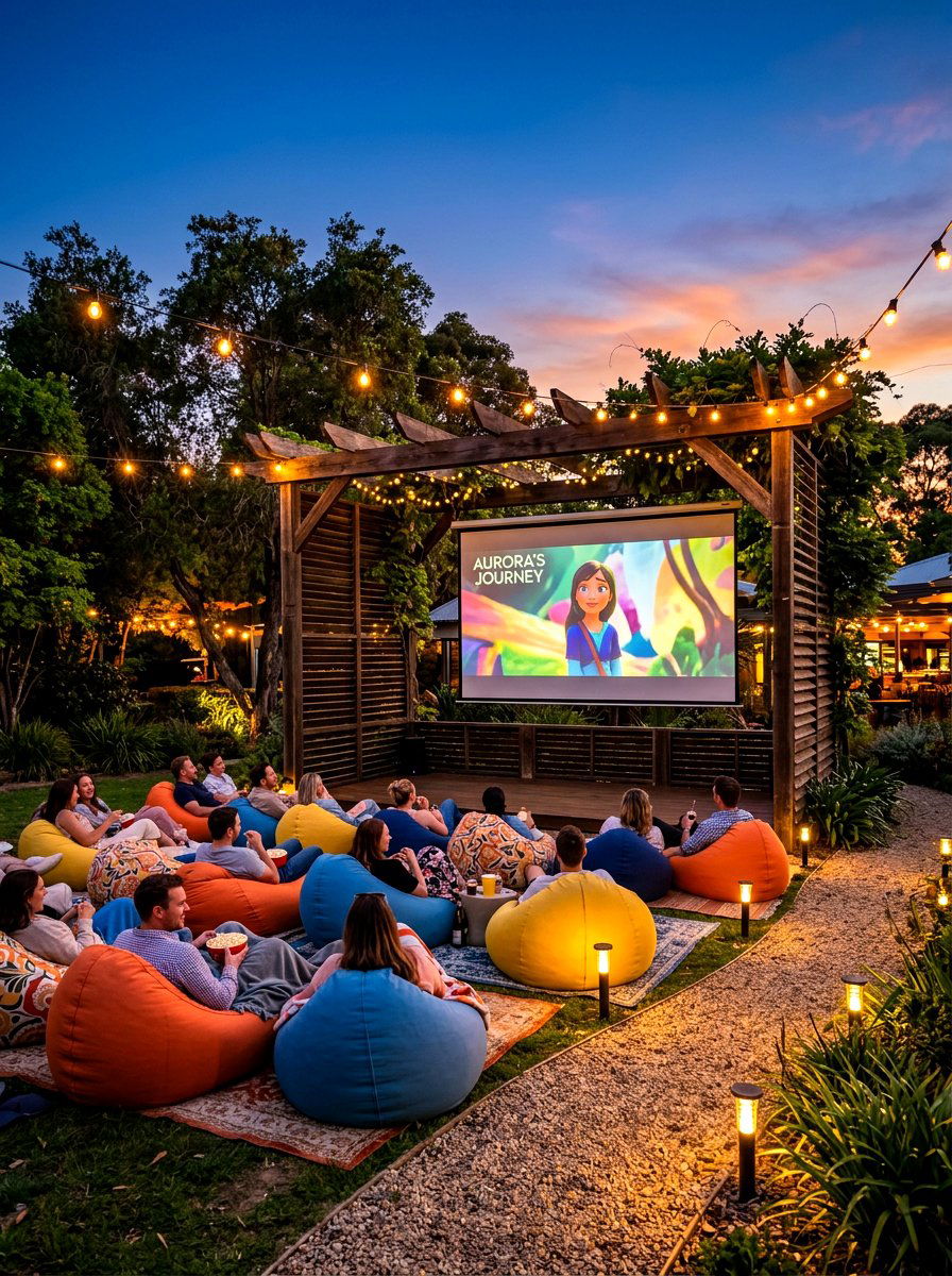 Outdoor Cinema Louvered Setup - 30 louvered pergola patio ideas
