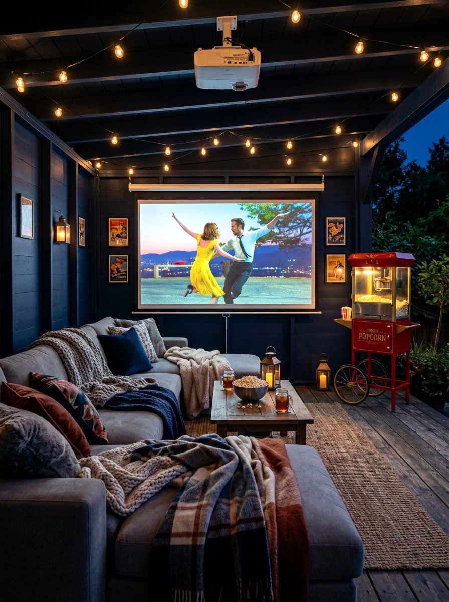 Outdoor Cinema Room - 30 backyard retreat shed ideas
