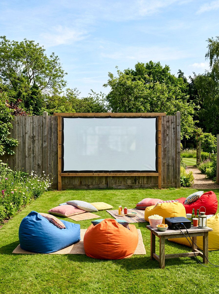 Outdoor Cinema Screen - 30 backyard zoning layout ideas
