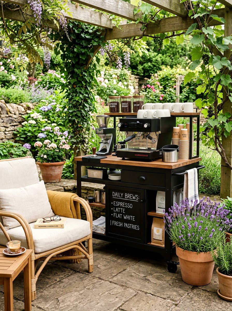 Outdoor Coffee Station - 30 backyard entertaining ideas