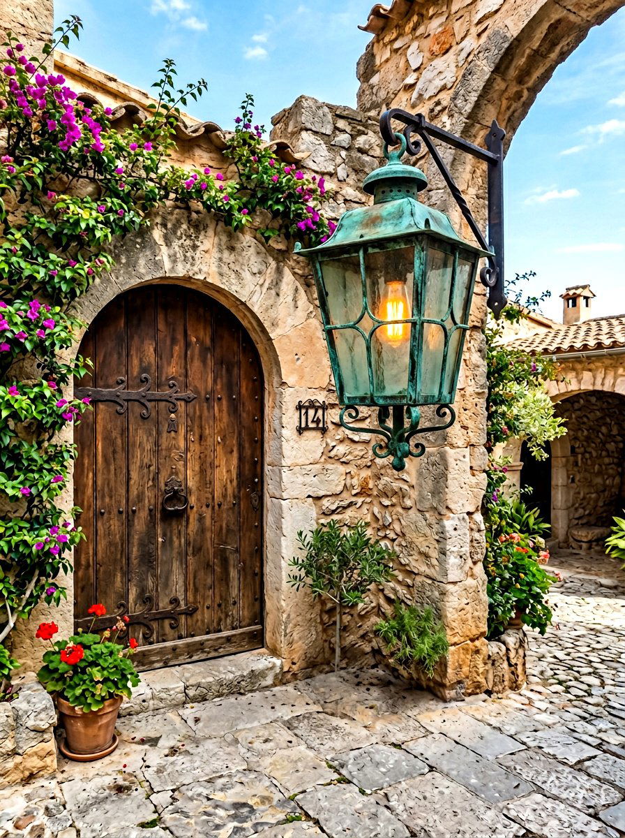 Outdoor Copper Lantern - 30 Mediterranean house exterior ideas