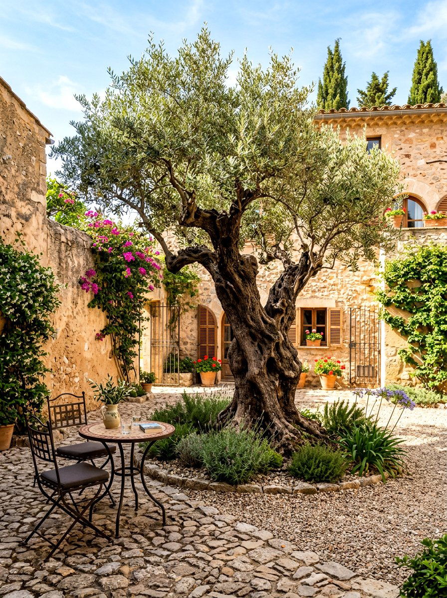 Outdoor Courtyard Olive Tree Landscape - 30 olive tree decor ideas