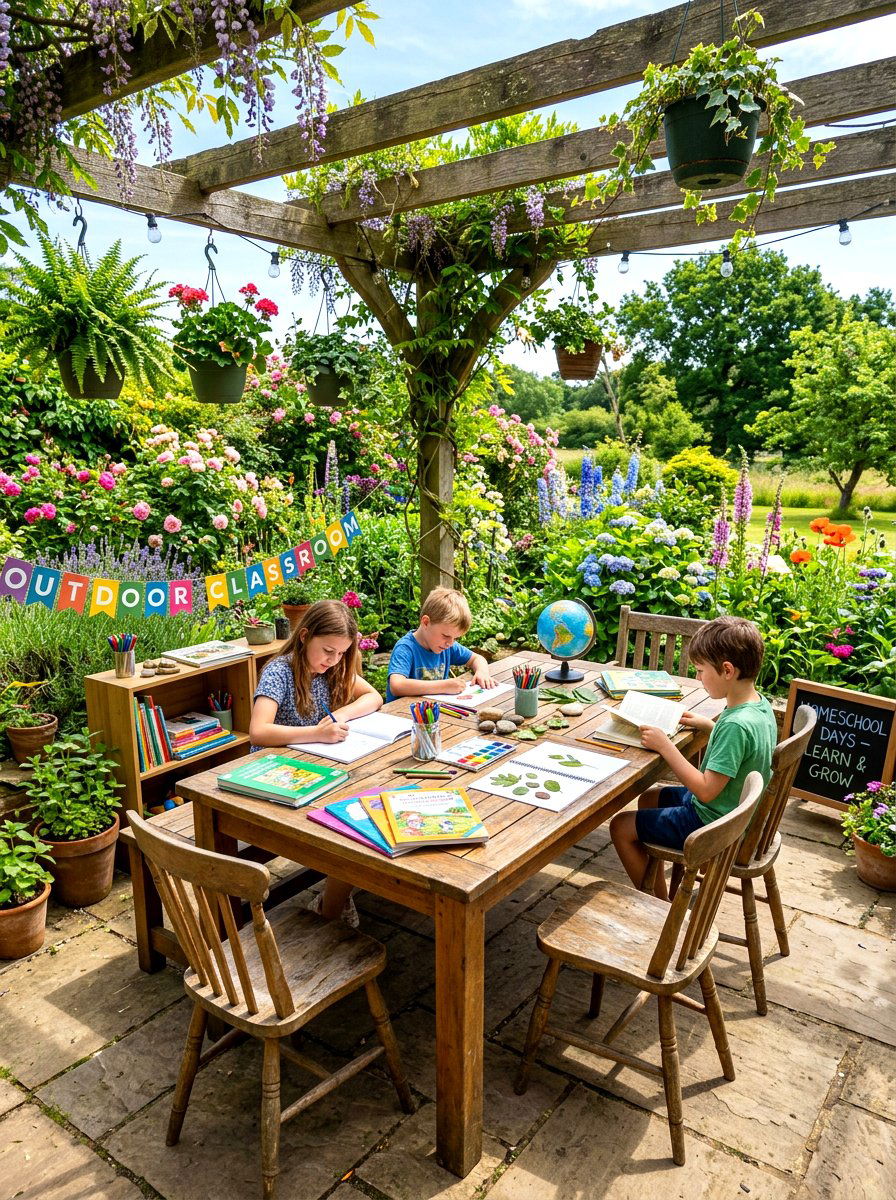 Outdoor Covered Homeschool Space - 30 homeschool room ideas