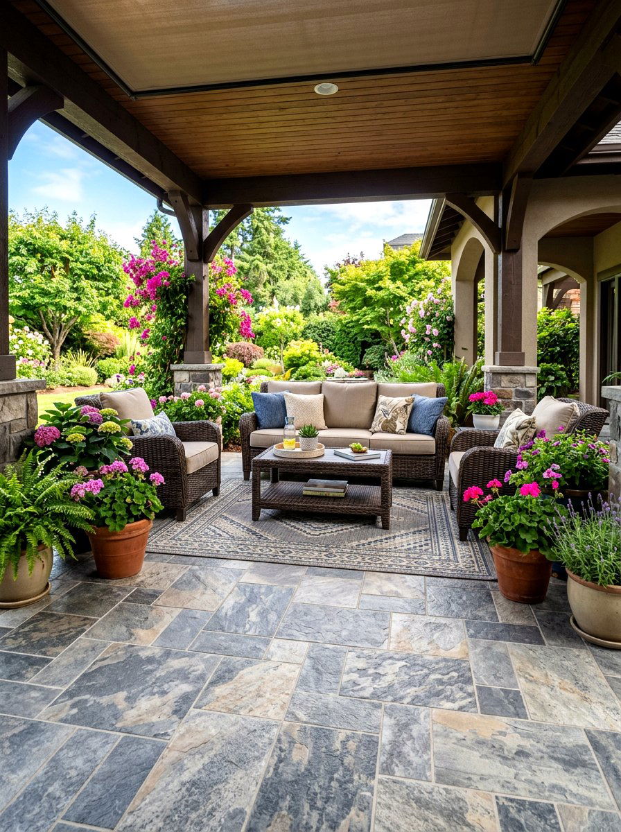 Outdoor Covered Patio Tile - 30 peel and stick tile ideas