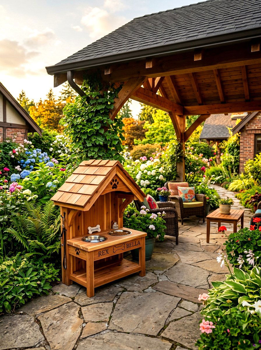 Outdoor Covered Pet Feeding Station - 30 pet feeding station ideas