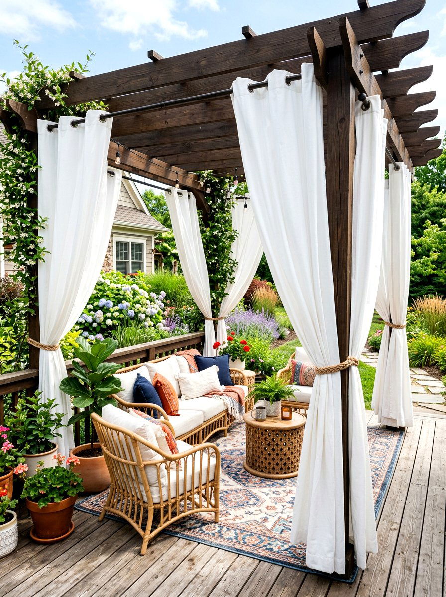 Outdoor Curtain Deck Privacy - 30 deck privacy ideas
