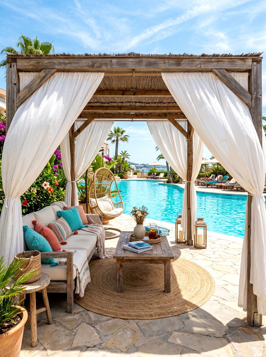 Outdoor Curtains - 30 poolside privacy screen ideas